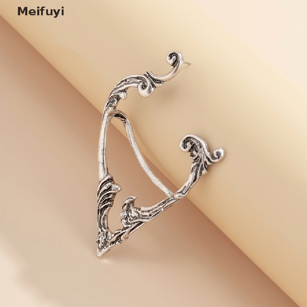 [Meifuyi] Dark Elf Ear Clip No Piercing Earrings For Women Color Goth Earcuff Jewelry COD