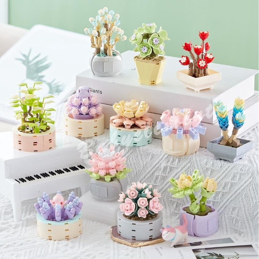 Đồ Chơi Lắp Ráp Mô Hình Chậu Hoa May Mắn DIY Dành Cho Trẻ Em Và Người Lớn