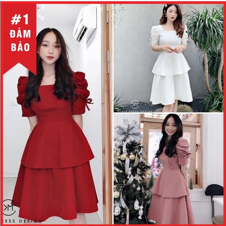 Đầm nữ cổ vuông tay bồng dáng xòe xinh Thời Trang Emy K3