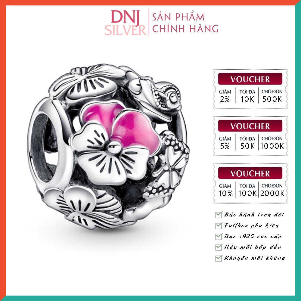 [Hàng cao cấp] Charm bạc 925 cao cấp, hàng chuẩn bạc - Charm Pansy Flower Friends thích hợp để mix vòng tay charm