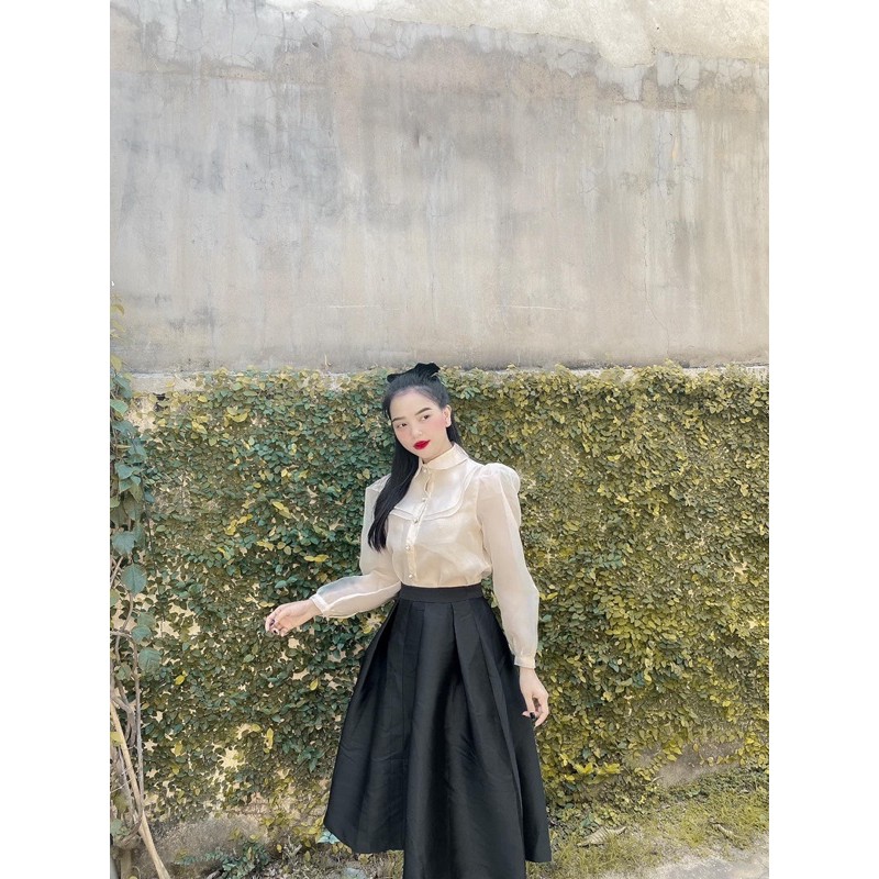 Áo sơmi tơ Organza ruby