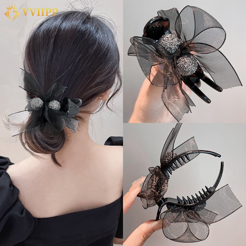 Kẹp Tóc Nhựa Hình Nơ / Bông Hoa Xinh Xắn Dành Cho Nữ