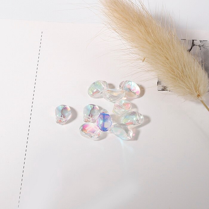 Set 50 hạt thủy tinh mịn phối màu hình giọt nước pha lê dùng làm vòng tay bông tai trang sức kẹp tóc thủ công 6x8mm