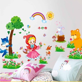 Decal dán tường cho bé Cô Bé Quàng Khăn Đỏ.