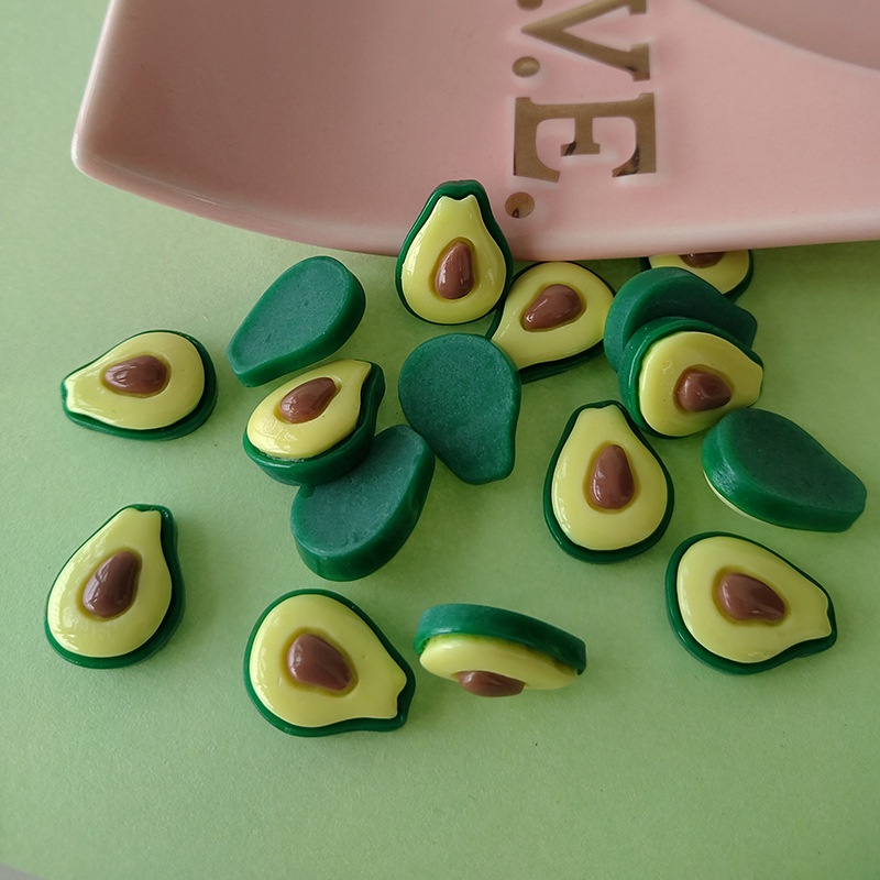 Bộ 10 phụ kiện trang trí điện thoại hình quả bơ bằng nhựa