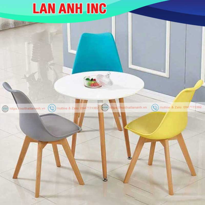 Bộ bàn ăn cafe tròn 3 ghế đẹp hiện đại giá rẻ Eames LA_BBA04