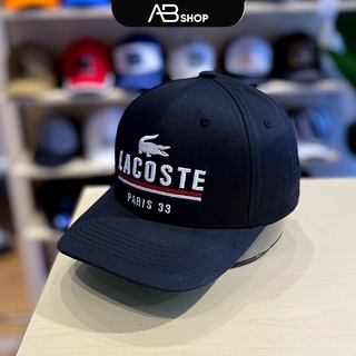 Mũ lưỡi trai lacoste cao cấp unisex trắng đen quai nâu ab-30175