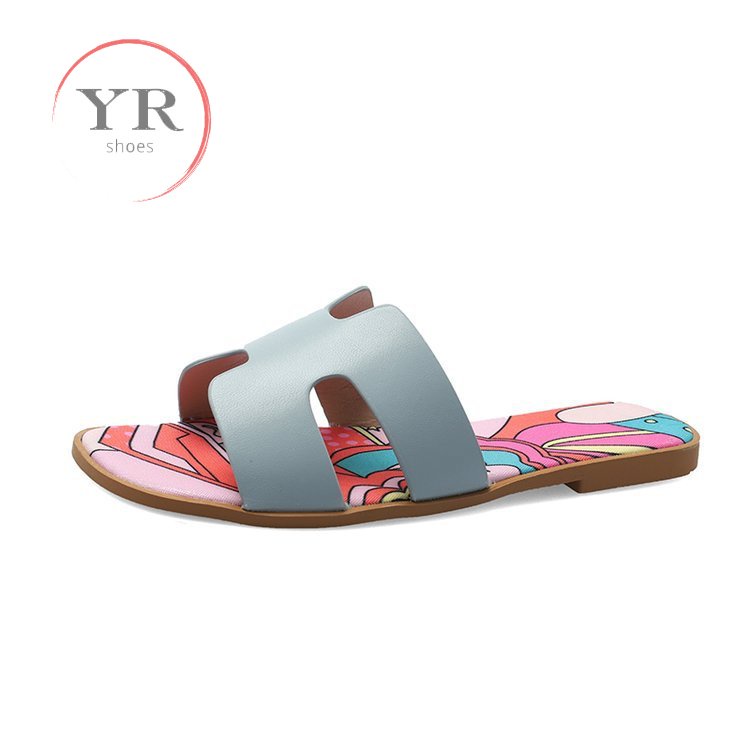 Dép Sandal Đế Bằng Hình Chữ H Thời Trang Cổ Điển Cho Nữ