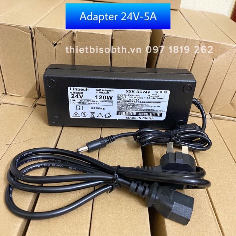 Nguồn 24V-5A  adapter 24v 5a dùng cho thiết bị camera, máy in mã vạch, máy in , máy bơm công suất v.vv