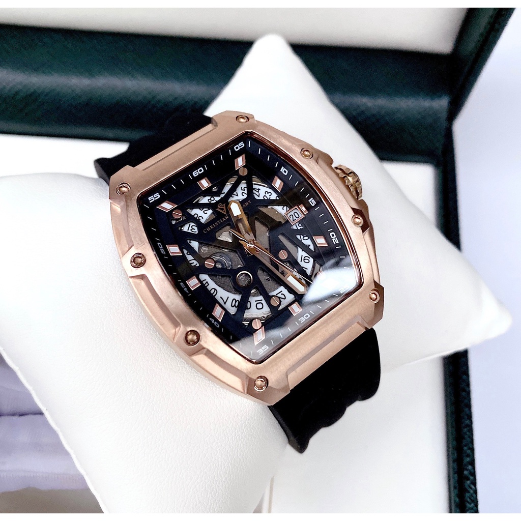 Đồng hồ nam dây cao su Christian Van Sant Black Hot Trend Odyssey CV6195
