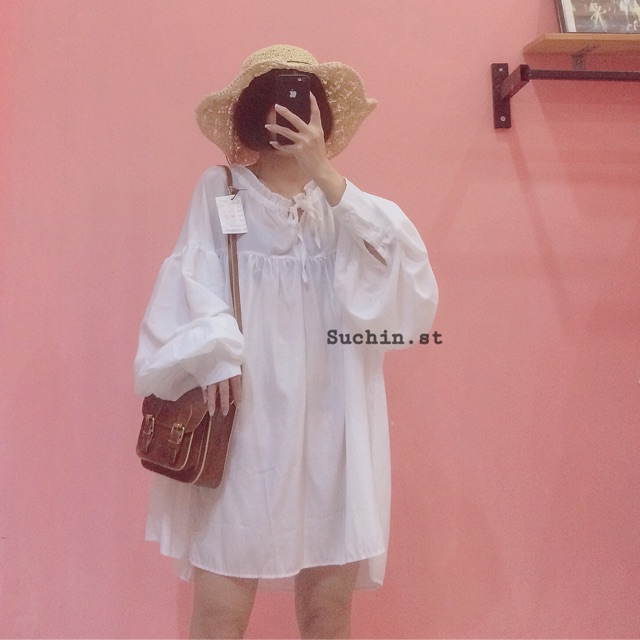 BBD0002- baby doll trắng mỏng.