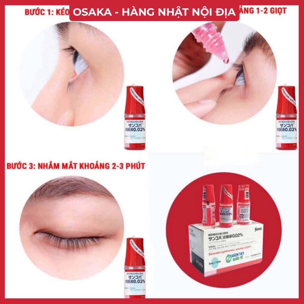 Hộp 10 lọ nhỏ mắt cận Sancoba Nhật Bản 5ml