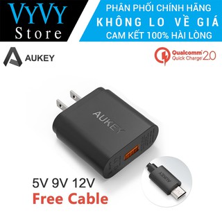 Củ Sạc nhanh Điện Thoại Aukey PA-U28 (1 Cổng USB 18W), Công Nghệ Quick Charge 2.0 - Chính hãng phân phối