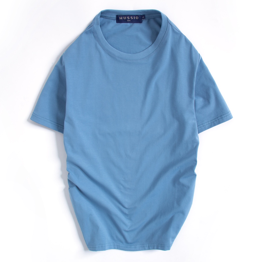 Áo thun nam trơn HUSSIO cotton co giãn dáng suông
