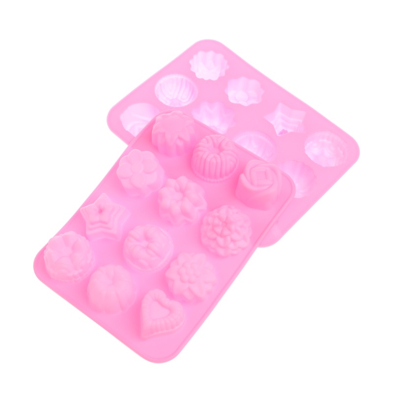 Khuôn Silicone Làm Thạch Rau Câu 12 Ngăn Tạo Hình Bông Hoa 3D DIY