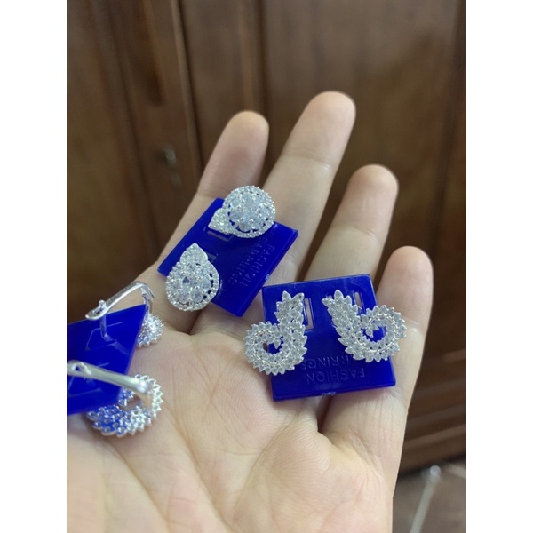 Khuyên tai khóa tròn bật oliu giọt nước bạc ta chuẩn NGỌC MẬU