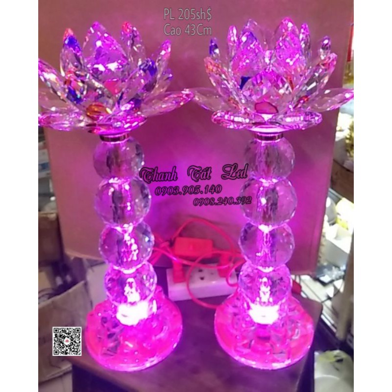 Bộ Đèn Thờ Sen Pha Lê PL205sh