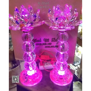 Bộ đèn thờ sen pha lê pl205sh