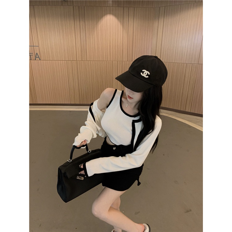 HÀNG SẴN_Set Áo Cardigan Len Dệt Kim Ôm Croptop
