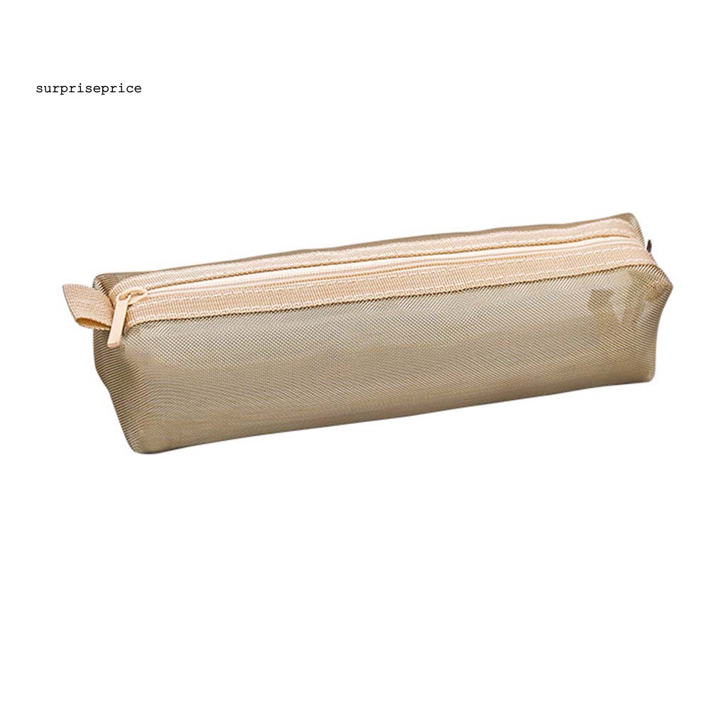 Túi đựng bút màu trơn trong suốt phối khóa kéo thời trang