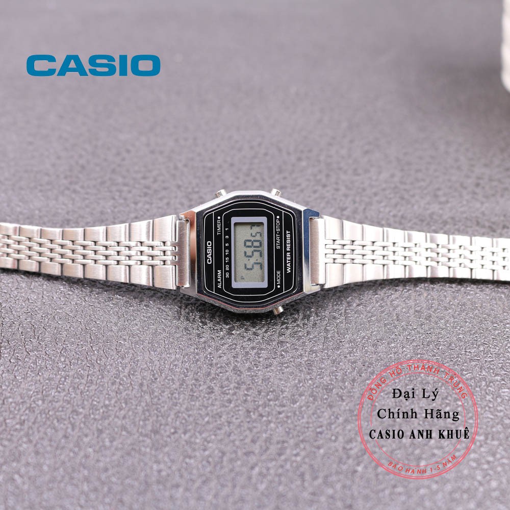 Đồng hồ điện tử nữ Casio LA690WA-1DF dây kim loại