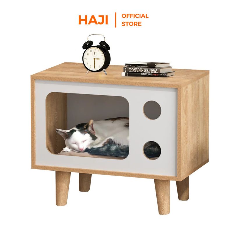 Chuồng mèo HAJI gỗ MDF chống ẩm kiểu dáng xinh xắn A210