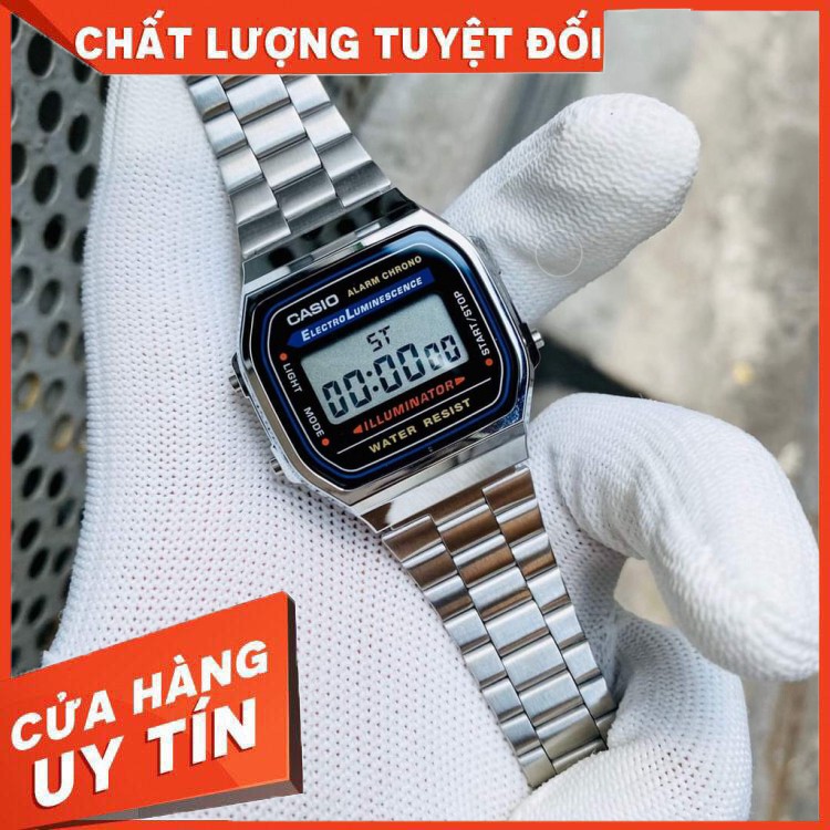 HÀNG NHẬP KHẨU -  Đồng hồ nam nữ Casio A168 cổ điển, chống nước, dây thép không gỉ, lịch sự, trang trọng - Hàng Nhập Khẩ