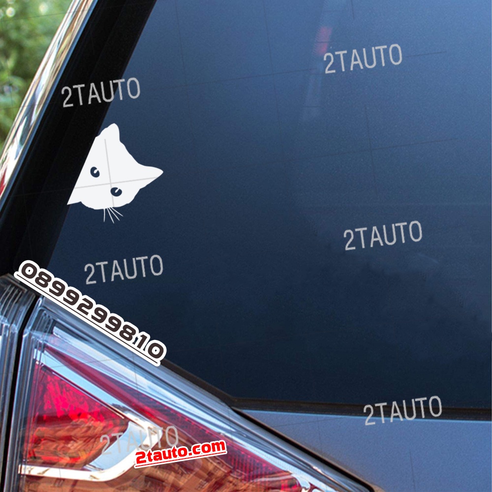 Tem decal HÌNH CON MÈO dán xe nhiều kích thước, chống thấm nước, logo CHÚ MÈO dán trang trí ô tô xe hơi - MẪU 2