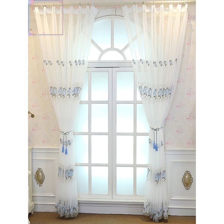 Rèm Cửa Sổ Thêu Hoa Mềm Mại Chống Mài Mòn Cho Phòng Khách