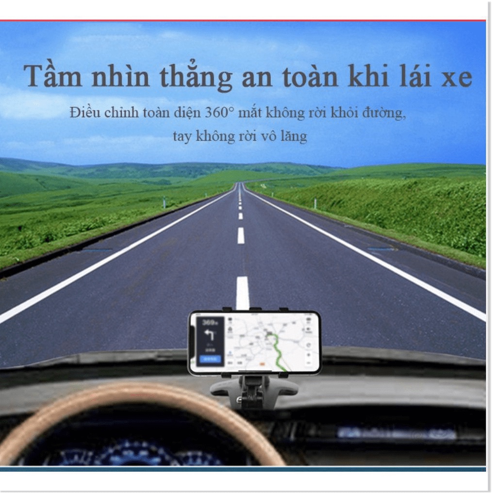 Giá đỡ điện thoại trên ô tô thể hệ mới Lò xo + đế kẹp có thể xoay 360 độ - King's Garden