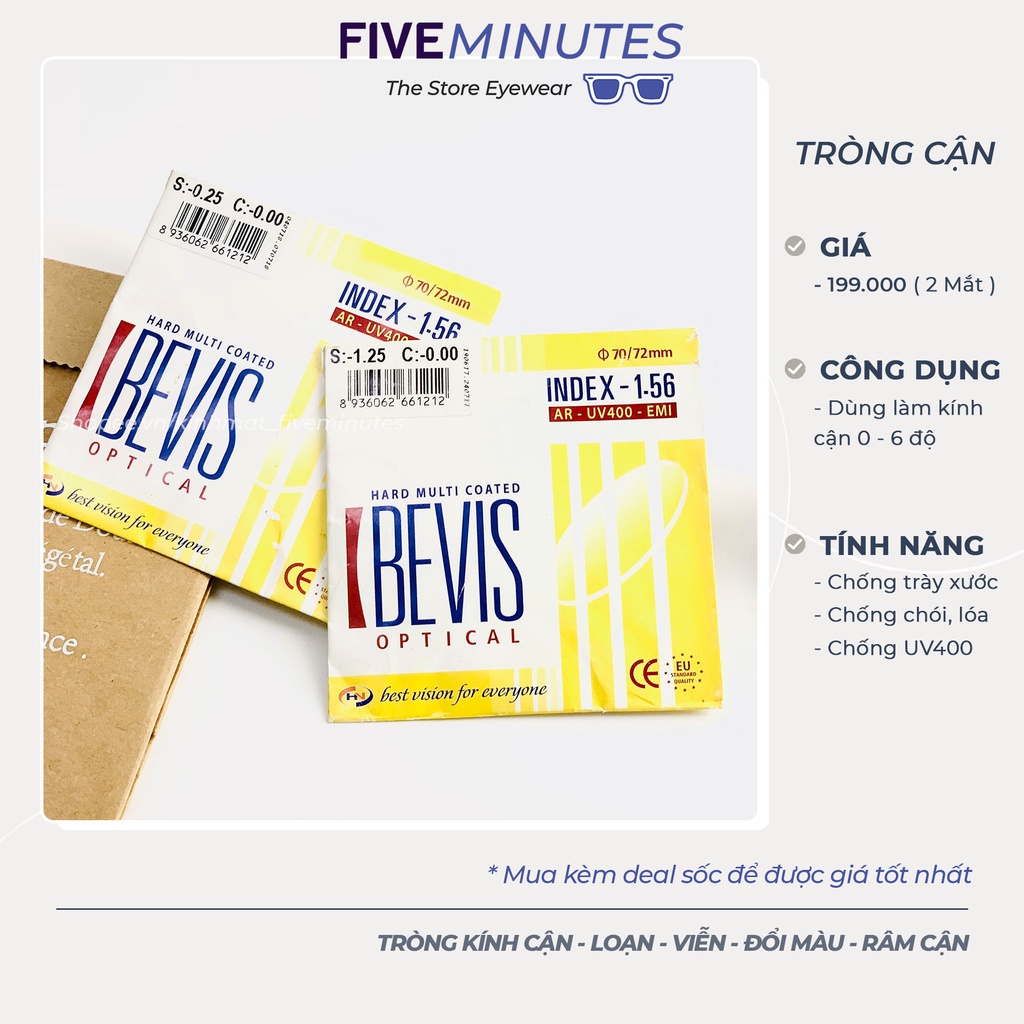 Tròng kính mắt cận phản quang chống chói chống UV400 khi lái xe ( 0-6 độ ) - Chiết suất 1.56