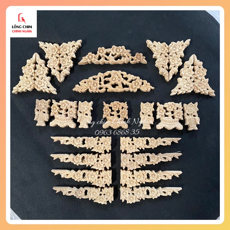 Set 25 chi tiết bộ chạm bông mai CNC gắn lồng chào mào  - Phụ kiện lồng chim