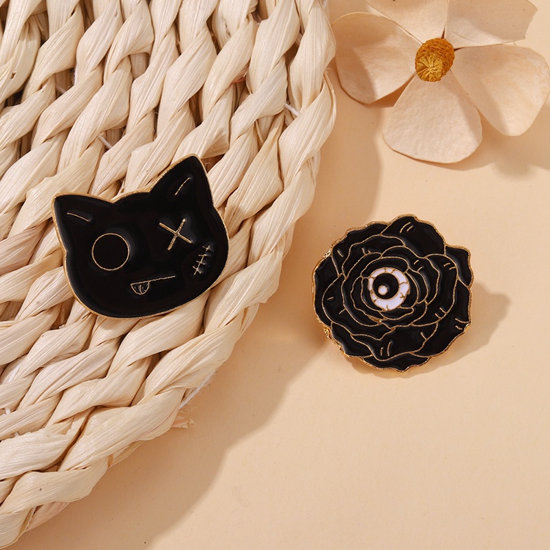 Ghim cài áo QIHE JEWELRY hình đầu lâu phong cách punk cá tính