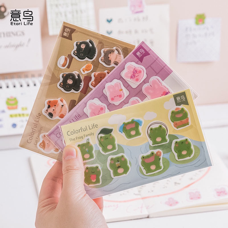 Miếng Dán Trang Trí Sổ Tay Hình Mèo Hoạt Hình Sáng Tạo DIY