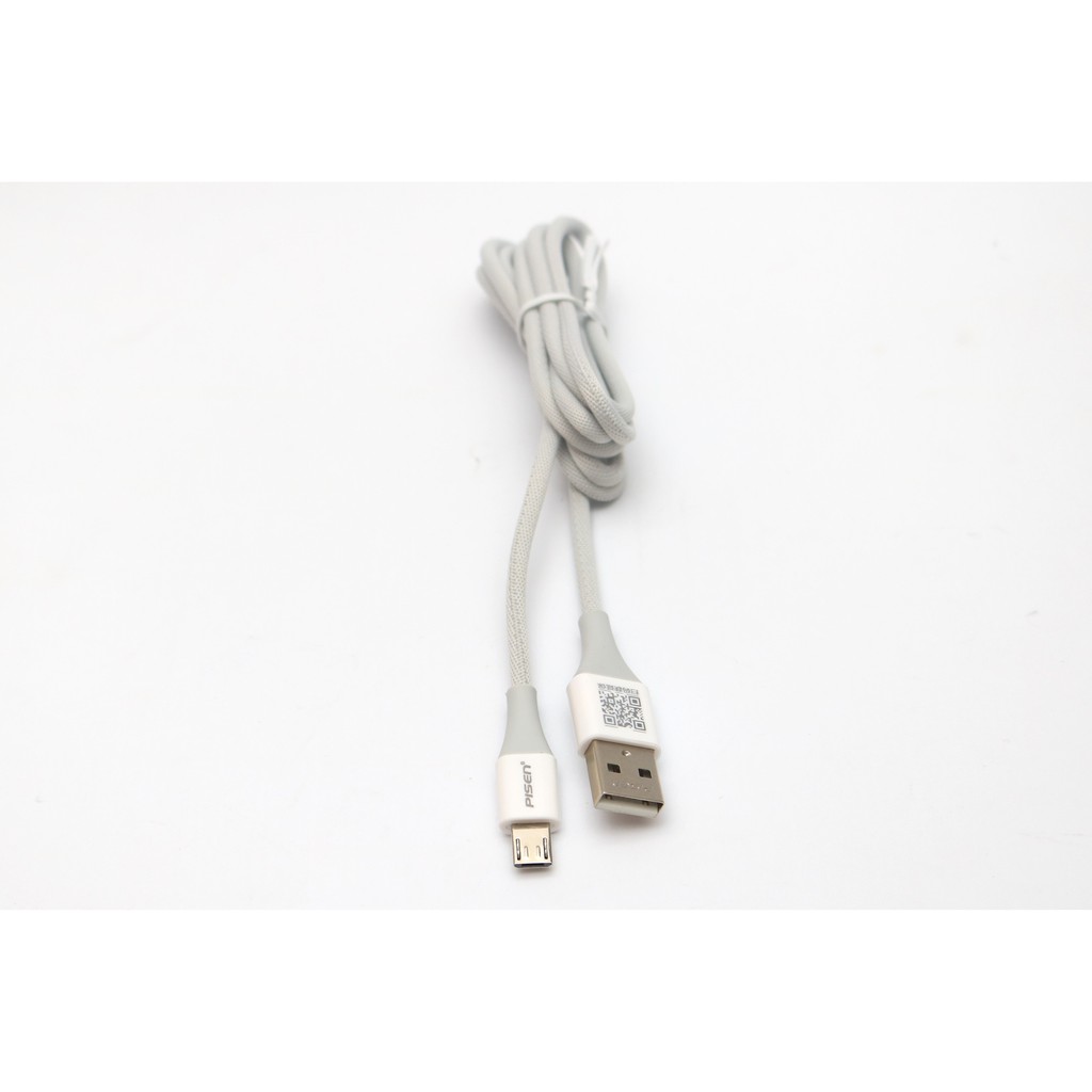 [Mã BMLT30 giảm đến 30K đơn 99K] Cáp PISEN Micro USB 2.4A braided 1200m(Anti-break) - (MU18-1200) - Hàng chính hãng
