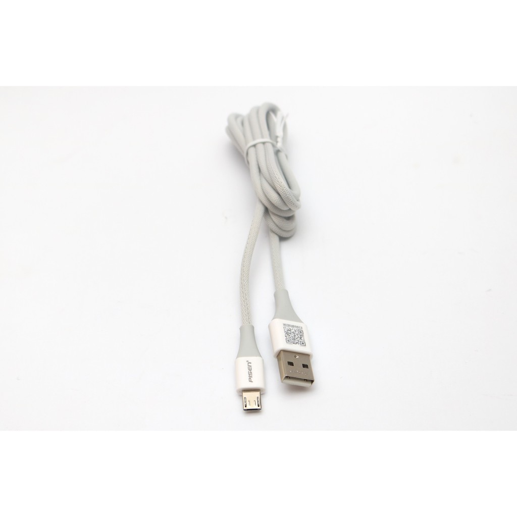 Cáp PISEN Micro USB 2.4A braided 1200m (Anti-break), model: MU18-1200, bảo hành 24 tháng - Hàng chính hãng