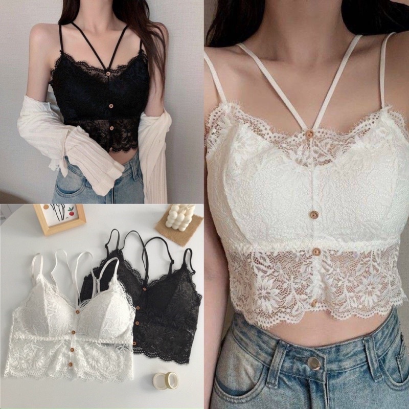 Áo bra ren phối nút 4 dây