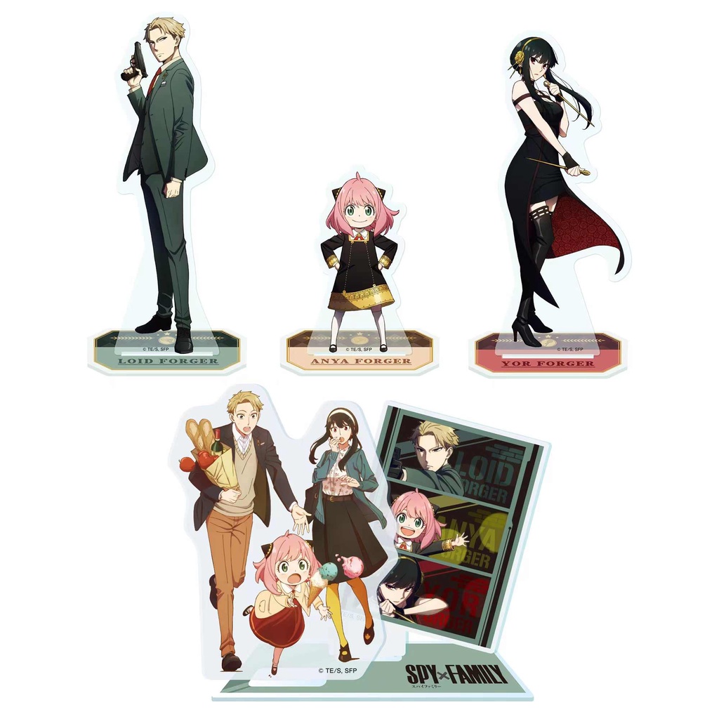 Mô hình SPY X FAMILY standee Gia Đình Điệp Viên tượng mica trong acrylic anime chibi trưng bày