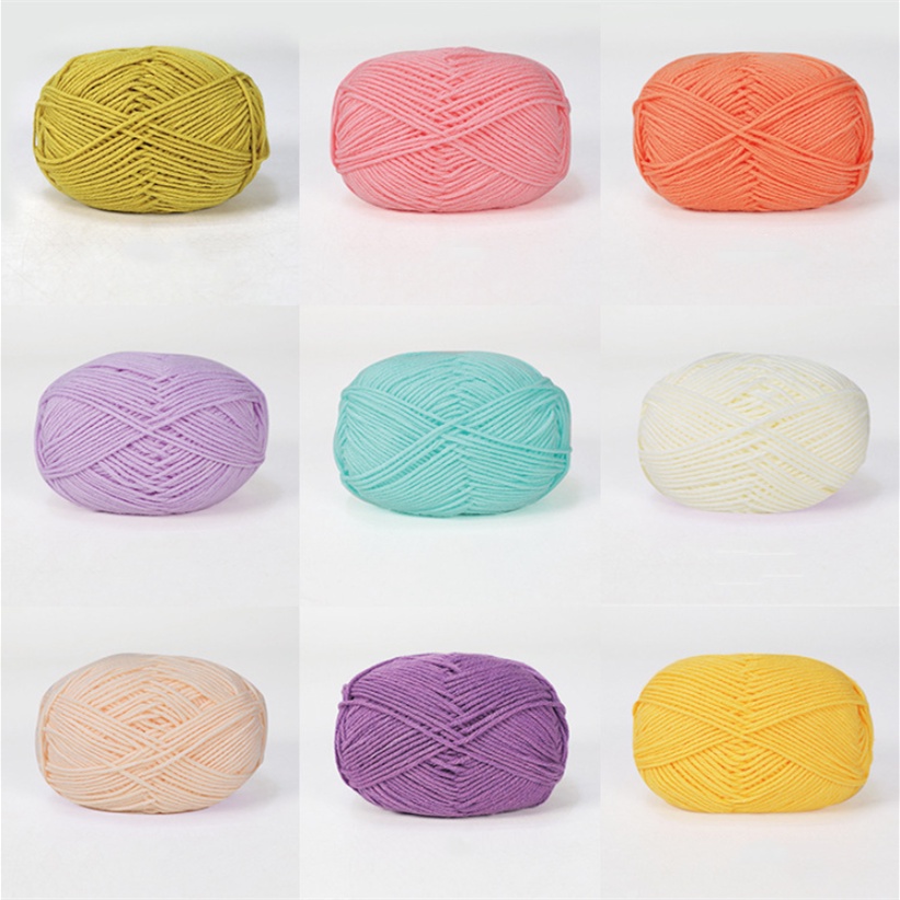 Cuộn Len Đan Sợi Cotton Mềm Mịn 4 Lớp 50g 50 Màu Tự Chọn