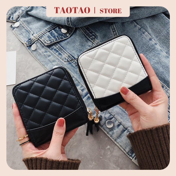 ví nữ bỏ túi lingge ví tiền da cao cấp với card có dây kéo