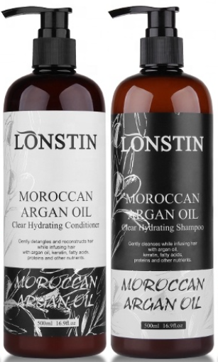 Bộ Dầu Gội Dưỡng Ẩm Phục Hồi Lonstin Moroccan Argan Oil Hydrating 500ML