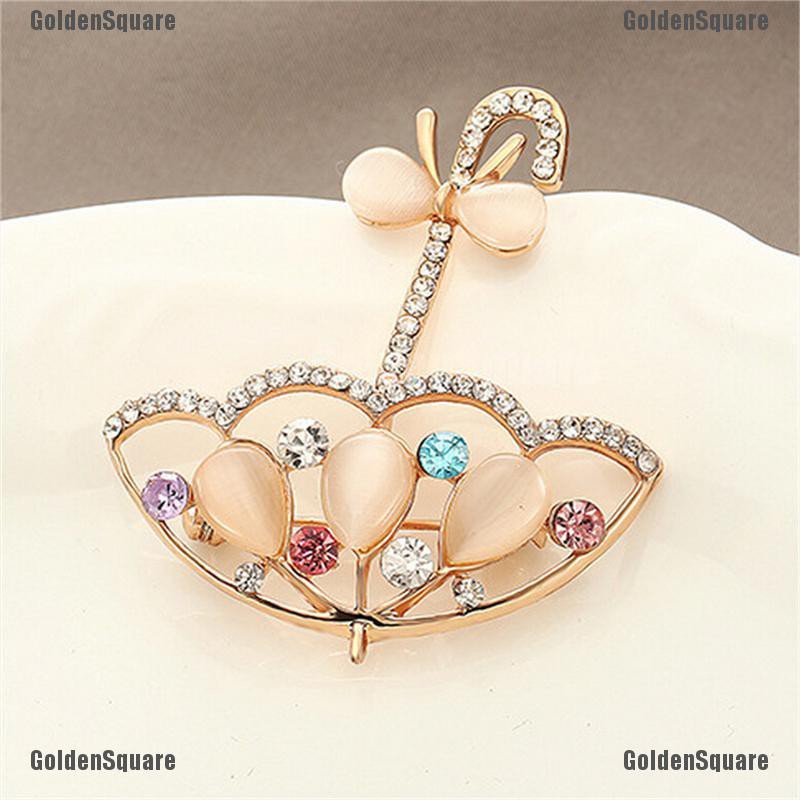 Ghim Cài Áo Hình Cây Dù Đính Đá Opal Dễ Thương