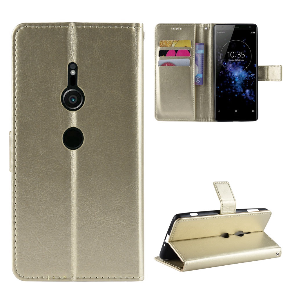 Ốp Da PU Crazy Horse Sang Trọng Cho Sony Xperia XZ2 H8266 H8216 H8296 H8276 Flip Cover Dây Đựng Thẻ 