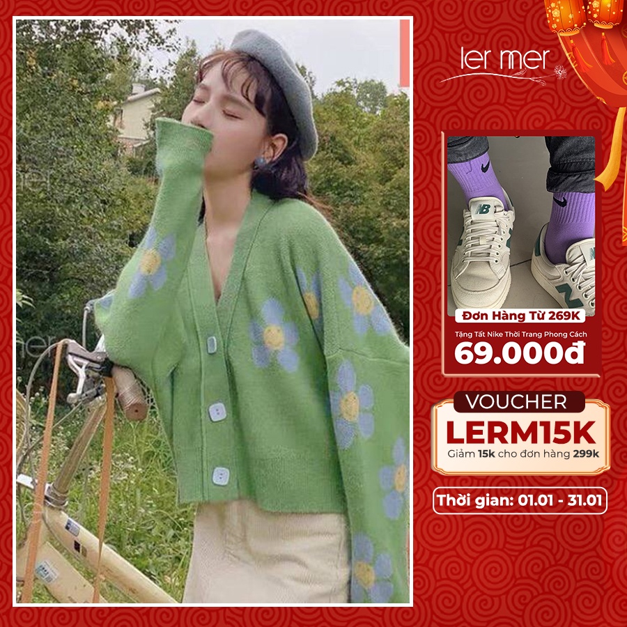 Áo cardigan bông hoa nhỏ nữ tính nhà Ler Mer 🌼 Áo cardigan phong cách Hàn Quốc