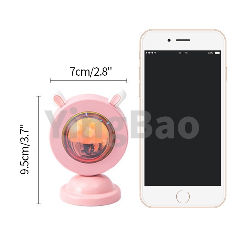 Đèn Led Chiếu Mini Để Bàn Cổng USB Màu Hồng Hoàng Hôn