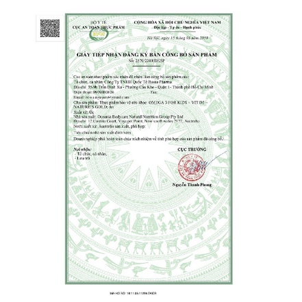 Viên dầu cá OMEGA 3 FOR KIDS + Vitamin D3 - NHẬP KHẨU ÚC