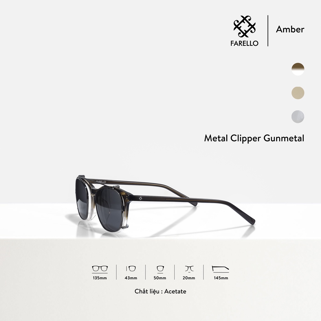 Gọng kính nam nữ cao cấp FARELLO Amber mắt tròn Acetate bền dẻo thiết kế hiện đại