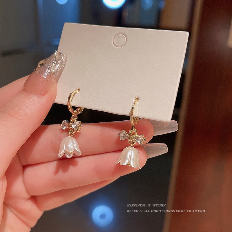 Khuyên Tai Hình Hoa Đính Nơ Phong Cách Hàn Quốc Cho Nữ