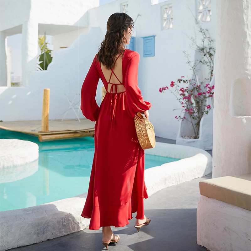 Đầm Maxi Dài Hở Lưng Gợi Cảm Cho Nữ | BigBuy360 - bigbuy360.vn