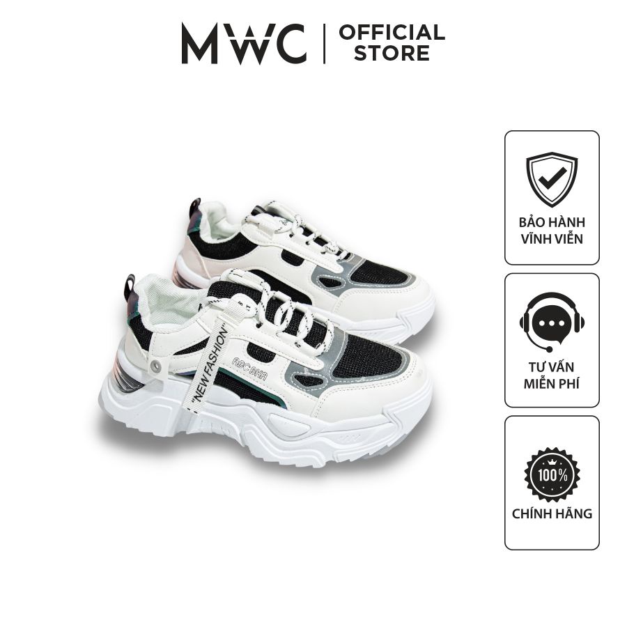 Giày MWC 0676 - Giày Thể Thao Nữ Đế Cao, Sneaker Da Đế Cao Phối Màu Trẻ Trung Năng Động
